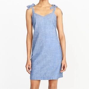 J Crew Factory Chambray Denim Tie Shoulder Dress
